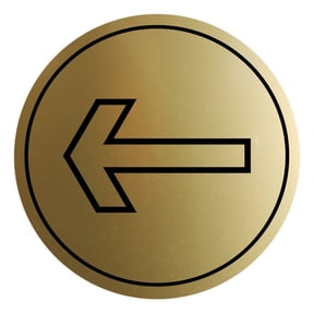Signs ByLITA Circle Directional Arrow Left Graphic Door or Wall Sign | Easy Installation | Durable Construction | Promote Health And Safety | (Brushed Gold) - Small