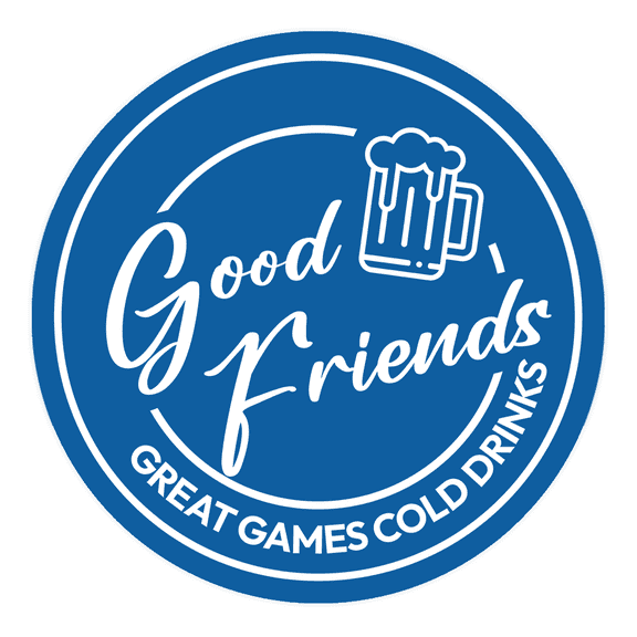 Signs ByLITA Circle Good Friends, Great Games, Cold Drinks ABS Plastic | Laser Engraved | Easy Installation | Elegant Design Sign (Blue) - Medium