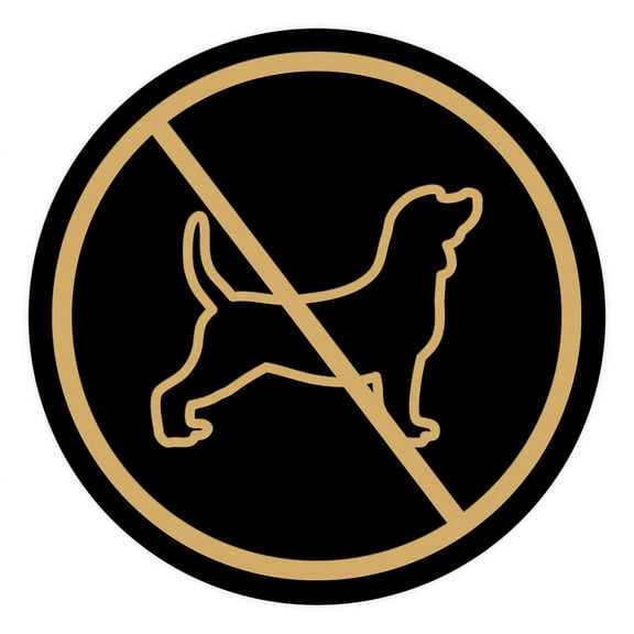 Signs ByLITA Circle No Dogs Graphic Door or Wall Sign | Easy Installation | Durable Construction | (Black /Gold) - Small