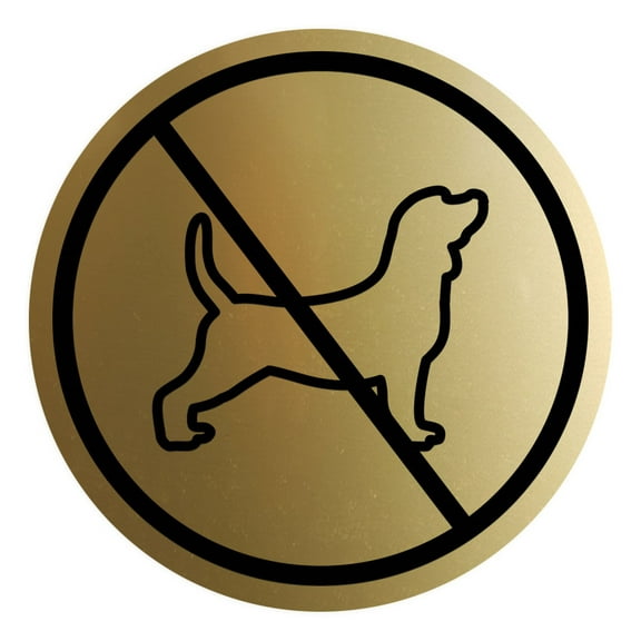 Signs ByLITA Circle No Dogs Graphic Door or Wall Sign | Easy Installation | Durable Construction | (Brushed Gold) - Medium