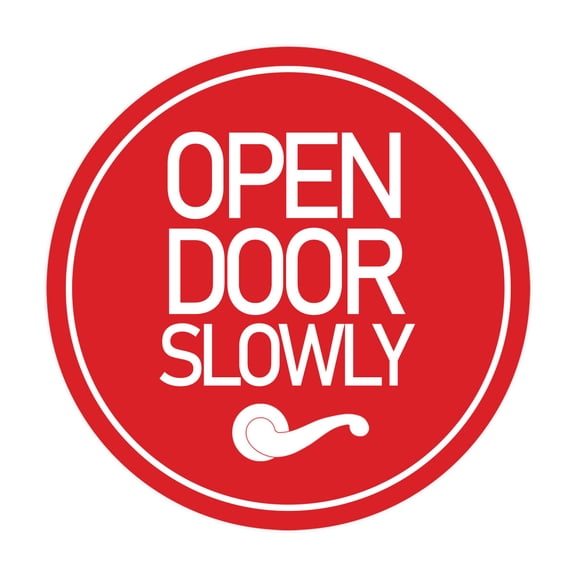 Signs ByLITA Circle Open Door Slowly Sign (Red) - Small