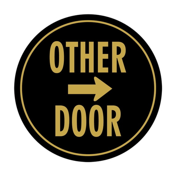 Signs ByLITA Circle Other Door (Right Arrow) Sign (Black Gold) - Medium