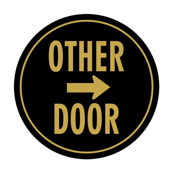 Signs ByLITA Circle Other Door (Right Arrow) Sign (Black Gold) - Medium