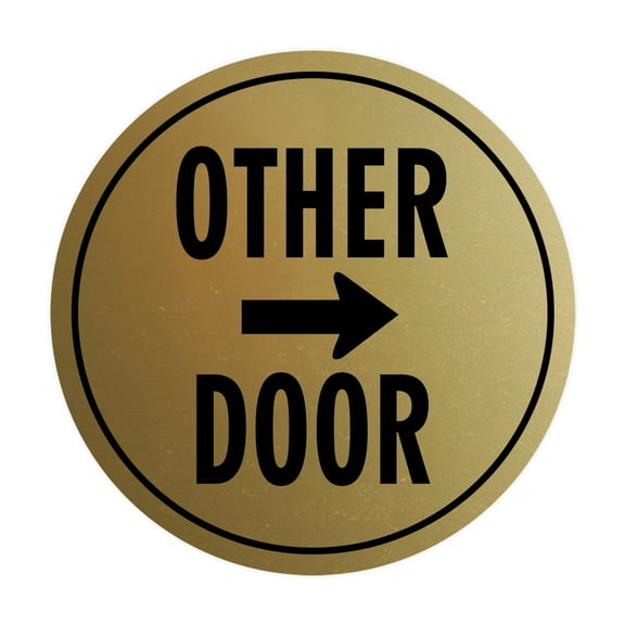 Signs ByLITA Circle Other Door (Right Arrow) Sign (Brushed Gold) - Medium