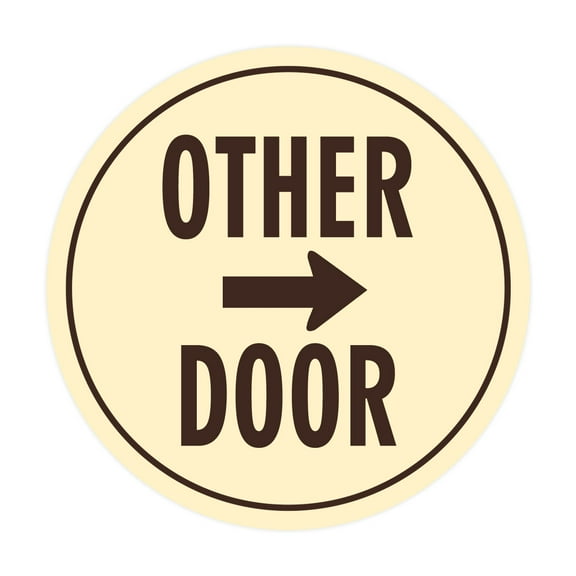 Signs ByLITA Circle Other Door (Right Arrow) Sign (Ivory/Dark Brown) - Medium