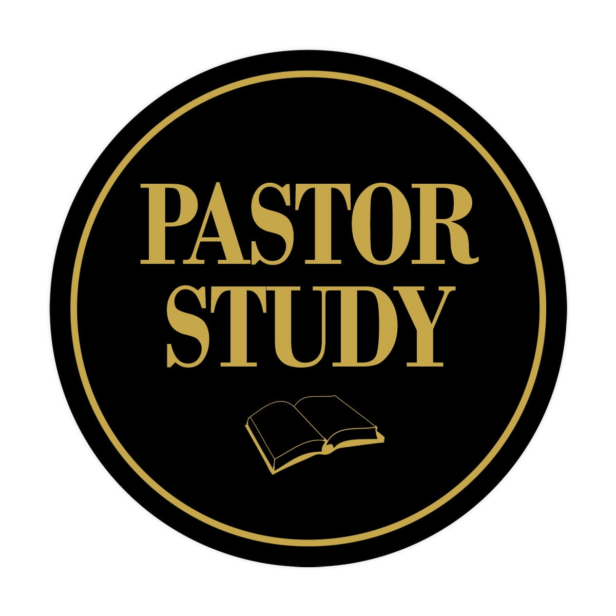 Only Study Sign Signs ByLITA Circle Pastor Study Sign (Black Gold) - Medium - Walmart.com