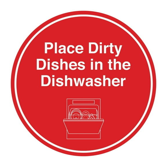 Signs ByLITA Circle Place Dirty Dishes in the Dishwasher Sign (Red) - Large