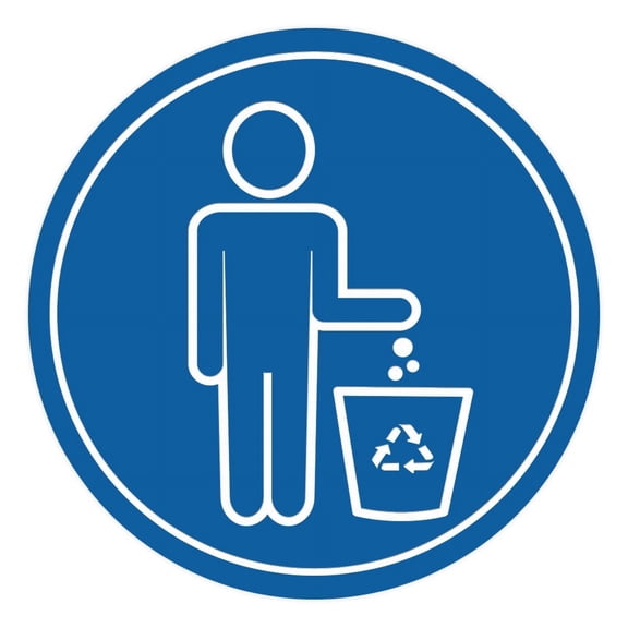 Signs ByLITA Circle Please Recycle Graphic Door or Wall Sign | Easy Installation | (Blue) - Medium