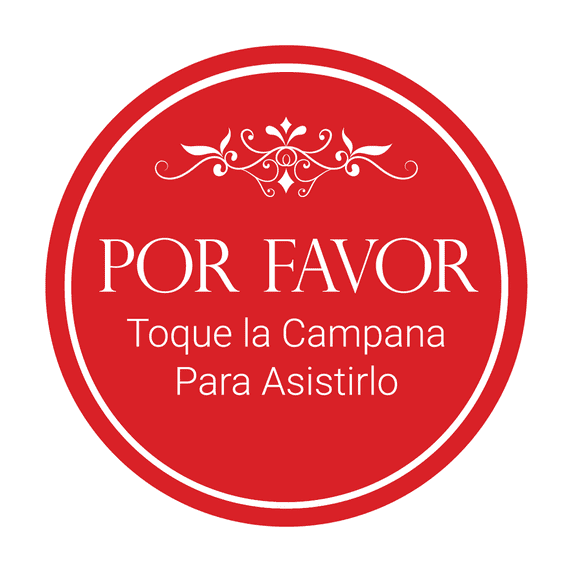 Signs ByLITA Circle Por Favor Toque la Campana Para Asistirlo Sign (Red) - Medium