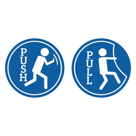 Signs ByLITA Circle Push and Pull Door Signs (Fun) Door Sign (Blue) - Large
