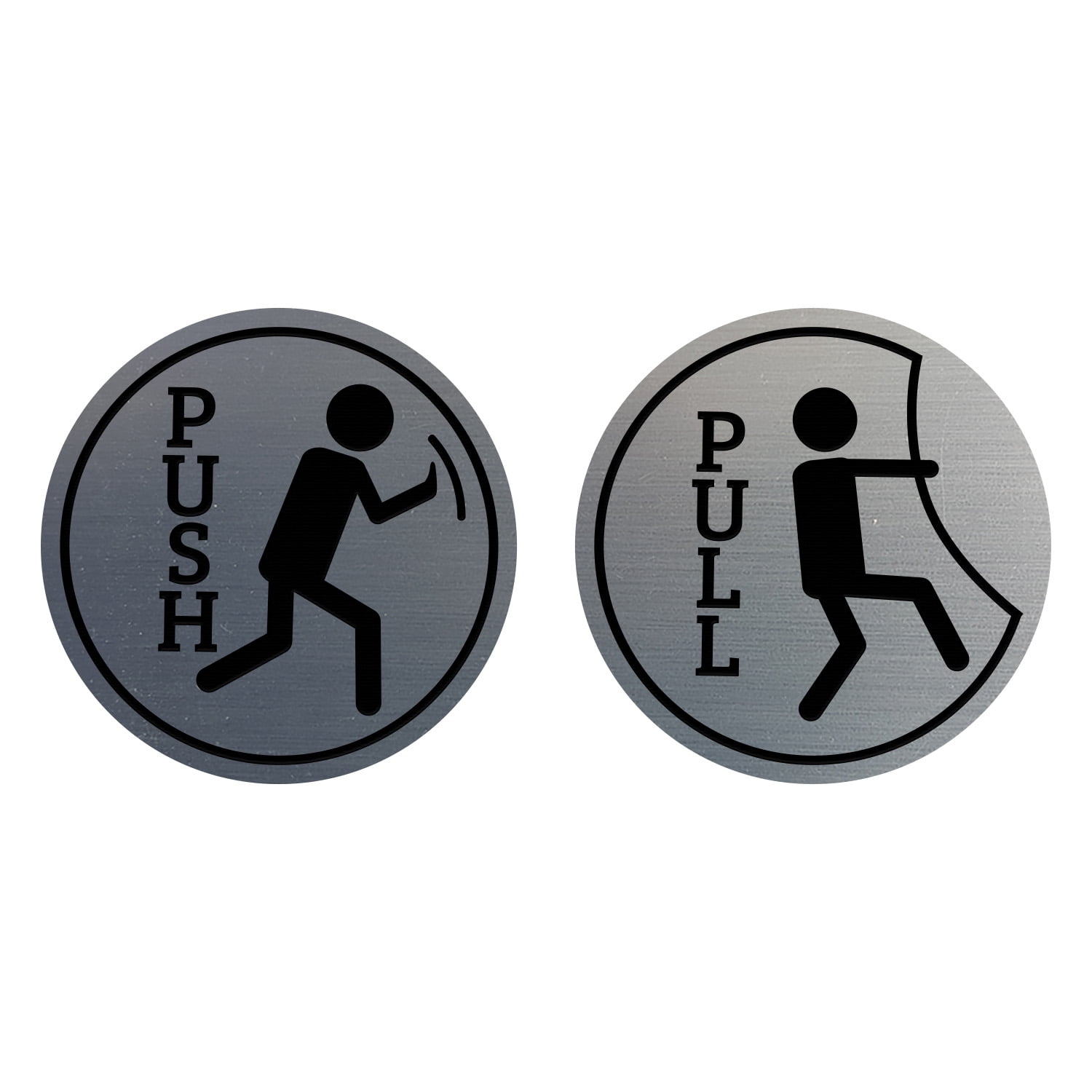 Push Sign Fun Signs ByLITA Circle Push and Pull Door Signs (Fun) Door Sign (Brushed ...