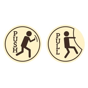 Signs ByLITA Circle Push and Pull Door Signs (Fun) Door Sign (Ivory/Dark Brown) - Small