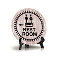 thumbnail image 1 of Signs ByLITA Circle Rest Room Wood Color Table Sign (5x5), 1 of 4