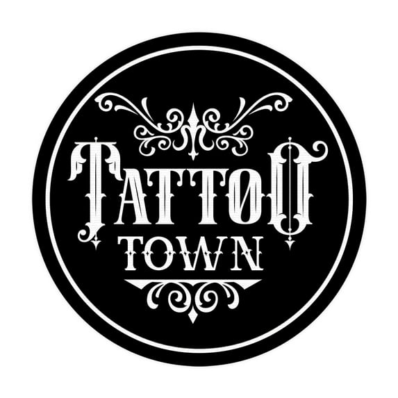 Signs ByLITA Circle Tattoo Town Sign (Black) - Medium