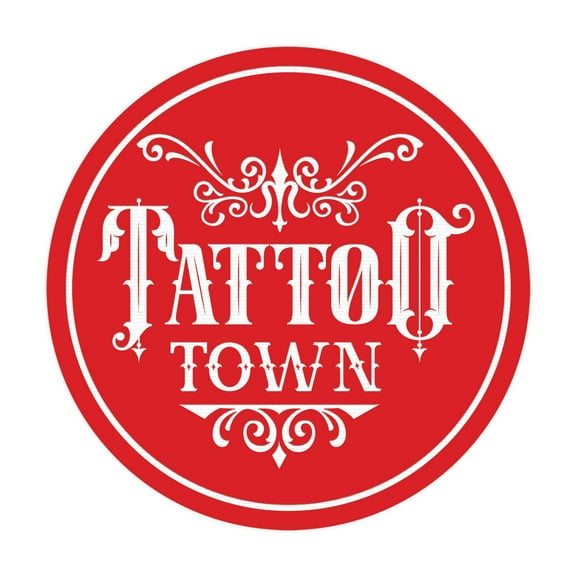 Signs ByLITA Circle Tattoo Town Sign (Red) - Large