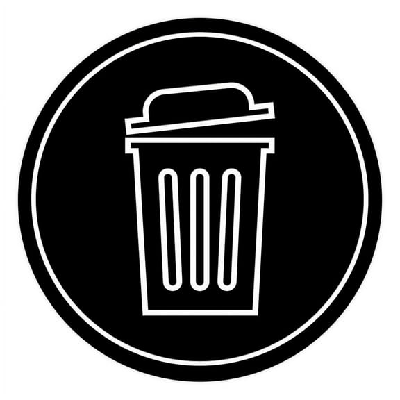 Signs ByLITA Circle Trash Can Graphic Door or Wall Sign | Easy Installation | Durable Construction | Promote Health And Safety |Sign (Black) - Medium