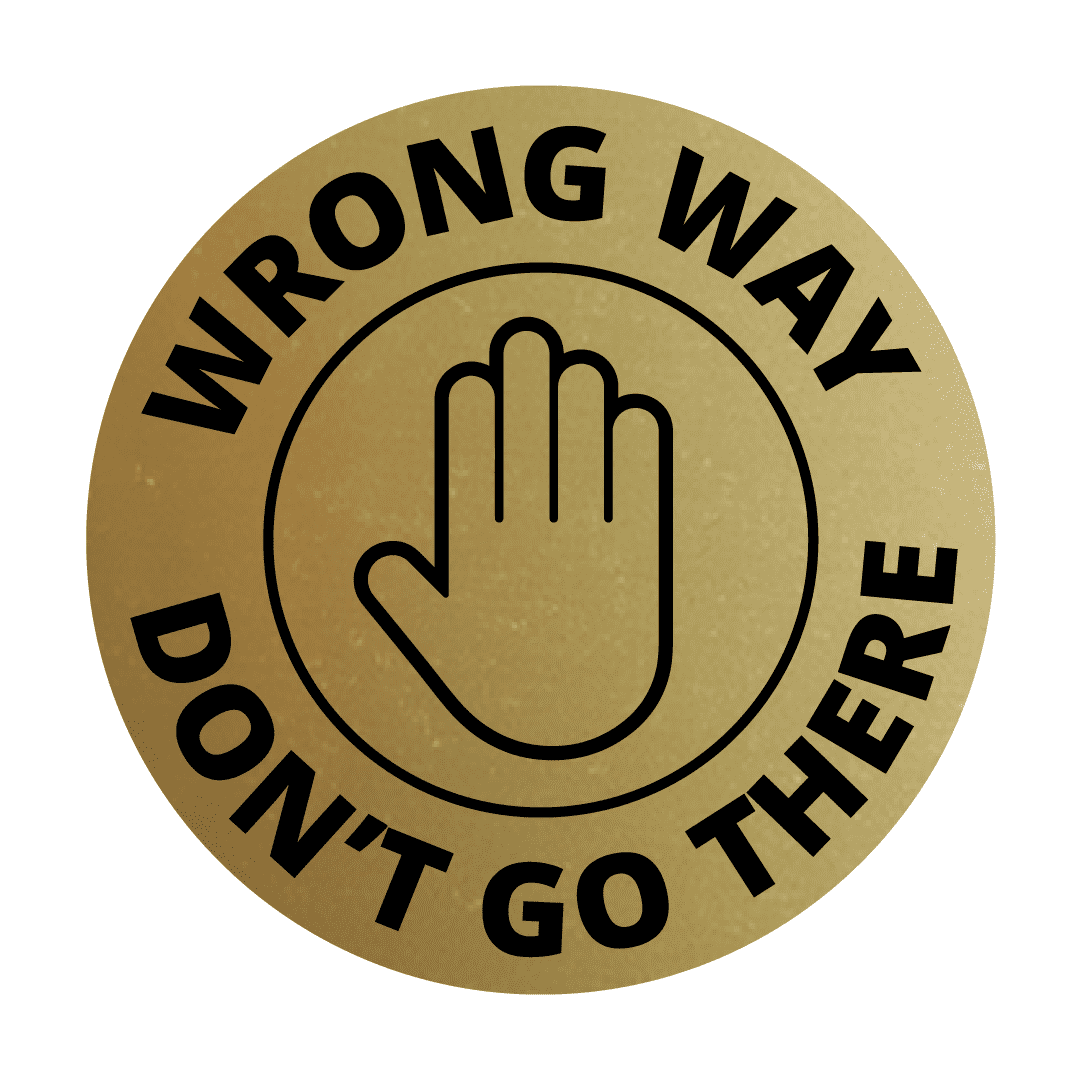 Signs ByLITA Circle Wrong Way, Don't go there Sign (Brushed Gold ...