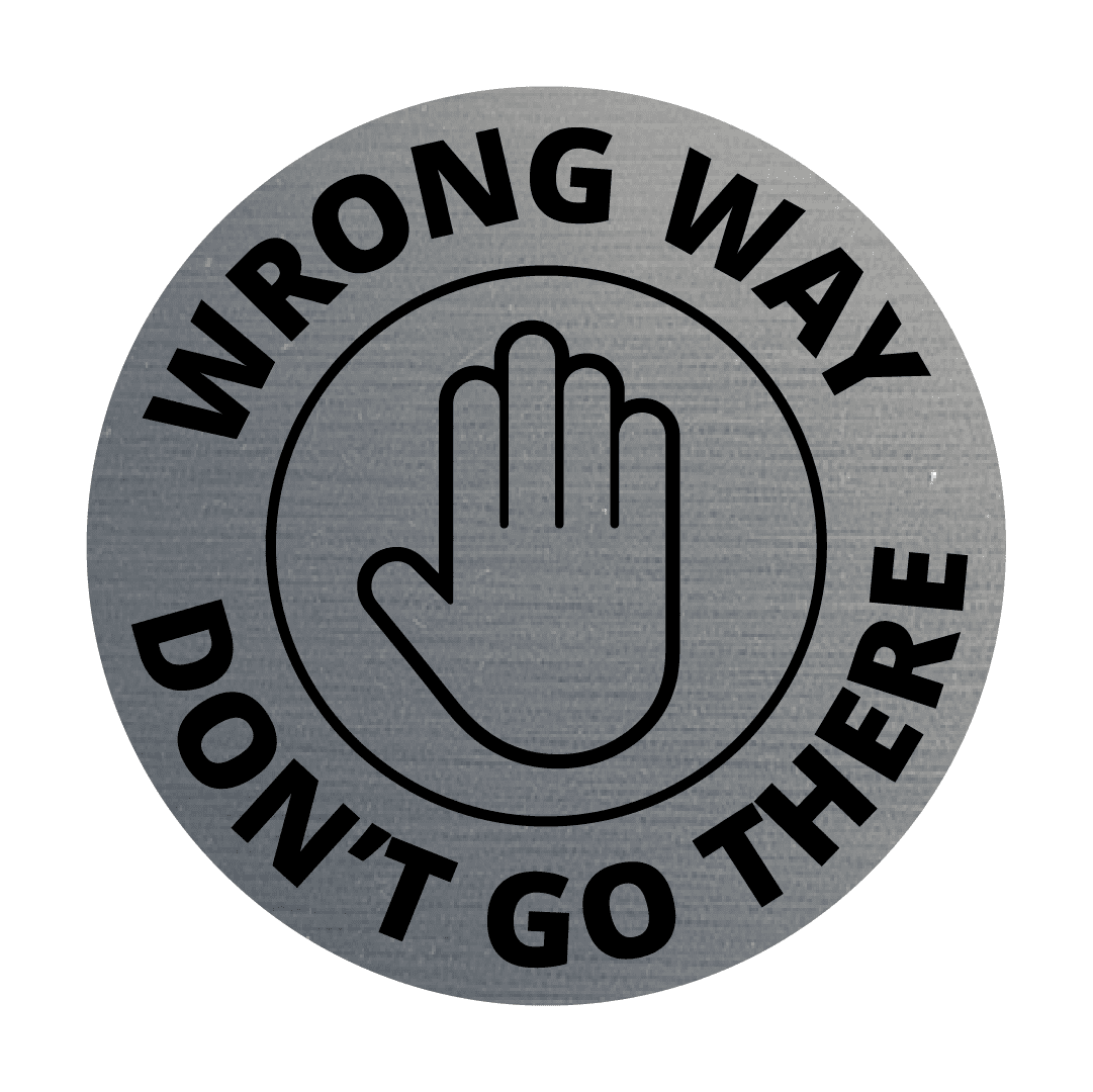 Signs ByLITA Circle Wrong Way, Don't go there Sign (Brushed Silver
