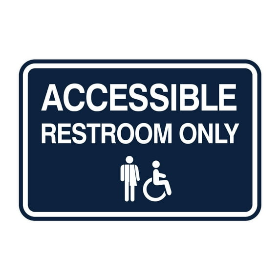 Signs ByLITA Classic Framed Accessible Restroom Sign (Navy Blue / White) - Small