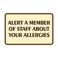 thumbnail image 1 of Signs ByLITA Classic Framed Alert A Member Of Staff About Your Allergies Durable ABS Plastic | Laser Engraved | Easy Installation | Elegant Design Sign (Ivory/Dark Brown) - Small, 1 of 8