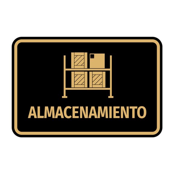 Signs ByLITA Classic Framed Almacenamiento vector Durable ABS Plastic | Laser Engraved | Easy Installation | Elegant Design Sign (Black /Gold) - Small