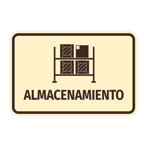 Signs ByLITA Classic Framed Almacenamiento vector Durable ABS Plastic | Laser Engraved | Easy Installation | Elegant Design Sign (Ivory/Dark Brown) - Small