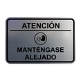 thumbnail image 1 of Signs ByLITA Classic Framed Atención: Mantengase Alejado Door or Wall Sign Easy Installation | Health And Safety | Building And Hospitality Sign (Brushed Silver) - Medium, 1 of 8