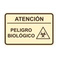 thumbnail image 1 of Signs ByLITA Classic Framed Atención Peligro biológico Door or Wall Sign Easy Installation | Health And Safety | Building And Hospitality Sign (Ivory/Dark Brown) - Large, 1 of 8