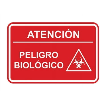 Signs ByLITA Classic Framed Atención Peligro biológico Door or Wall Sign Easy Installation | Health And Safety | Building And Hospitality Sign (Red) - Large