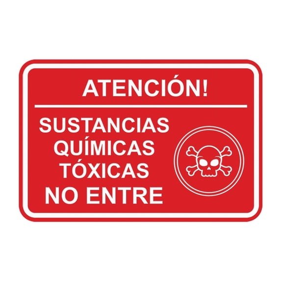 Signs ByLITA Classic Framed Atención Sustancias Químicas Tóxicas No entre Door or Wall Sign Easy Installation | Health And Safety | Building And Hospitality Sign (Red) - Medium