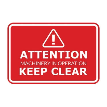 Signs ByLITA Classic Framed Attention: Machinery in Operation - Keep Clear Door or Wall Sign Easy Installation | Health And Safety | Building And Warning Sign (Red) - Large