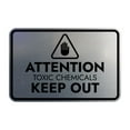 thumbnail image 1 of Signs ByLITA Classic Framed Attention: Toxic Chemicals - Keep Out Door or Wall Sign Easy Installation | Health And Safety | Building And Warning Sign (Brushed Silver) - Large, 1 of 8