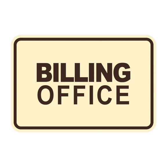 Signs ByLITA Classic Framed Billing Office Sign (Ivory/Dark Brown) - Large