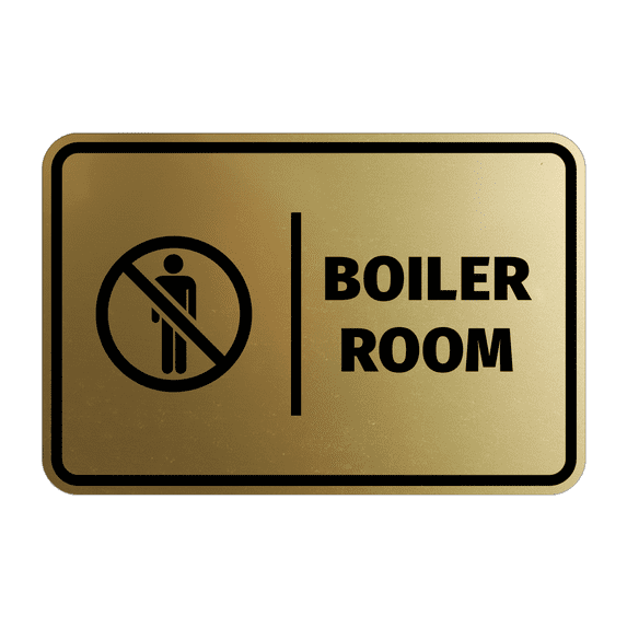 Signs ByLITA Classic Framed Boiler Room Door or Wall Sign Easy Installation | Health And Safety | Building And Hospitality Sign (Brushed Gold) - Large