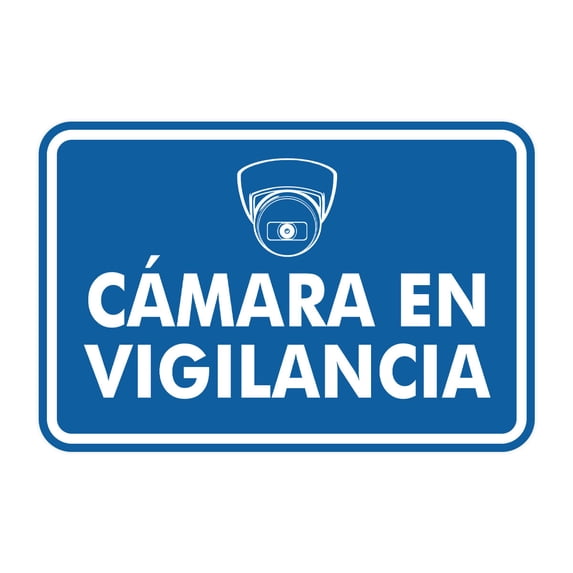 Signs ByLITA Classic Framed Cámara en Vigilancia Security Sign (Blue) - Medium