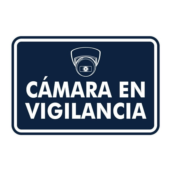 Signs ByLITA Classic Framed Cámara en Vigilancia Security Sign (Navy Blue / White) - Large