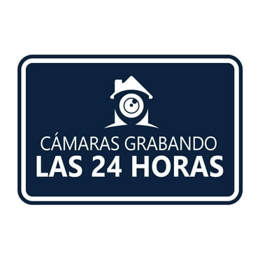 Signs ByLITA Classic Framed Cámaras Grabando las 24 horas Security Sign (Navy Blue / White) - Large