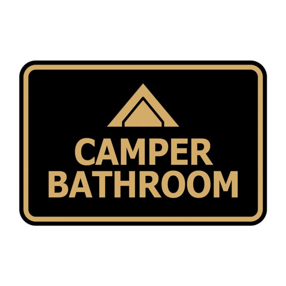 Signs ByLITA Classic Framed Camper Bathroom Sign (Black /Gold) - Small