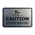thumbnail image 1 of Signs ByLITA Classic Framed Caution: Slippery When Wet Door or Wall Sign Easy Installation | Health And Safety | Building And Warning Sign (Brushed Silver) - Medium, 1 of 8