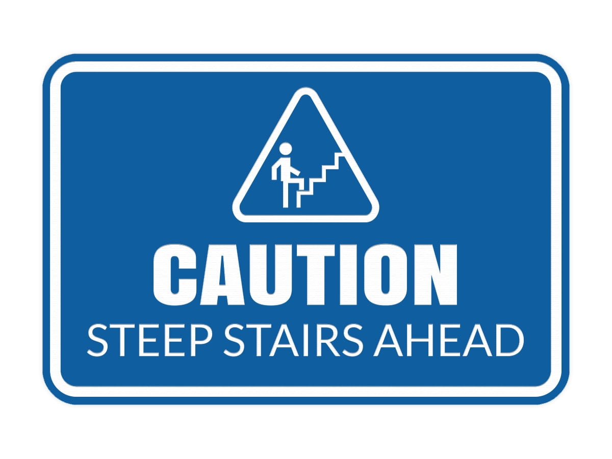 Cartello Caution steep stairway use handdrails