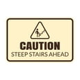 thumbnail image 1 of Signs ByLITA Classic Framed Caution: Steep Stairs Ahead Door or Wall Sign Easy Installation | Health And Safety | Building And Warning Sign (Ivory/Dark Brown) - Small, 1 of 8