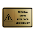 thumbnail image 1 of Signs ByLITA Classic Framed Chemical Store Keep Door Locked Shut Door or Wall Sign Easy Installation | Health And Safety | Building And Hospitality Sign (Brushed Gold) - Small, 1 of 7