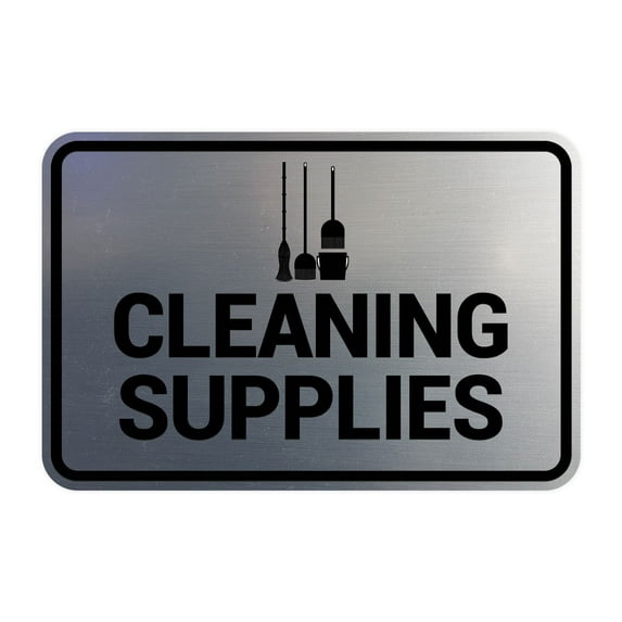 Signs ByLITA Classic Framed Cleaning Supplies Sign (Brushed Silver) - Small