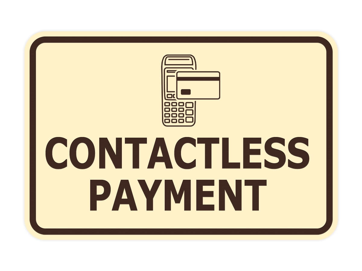Pay Window Sign Signs ByLITA Classic Framed Contactless Payment Sign (Ivory/Dark Brown ...