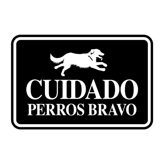 Signs ByLITA Classic Framed Cuidado Perros Bravos Graphic Spanish Security Sign (Black) - Large