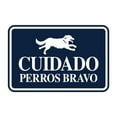 thumbnail image 1 of Signs ByLITA Classic Framed Cuidado Perros Bravos Graphic Spanish Security Sign (Navy Blue / White) - Large, 1 of 6