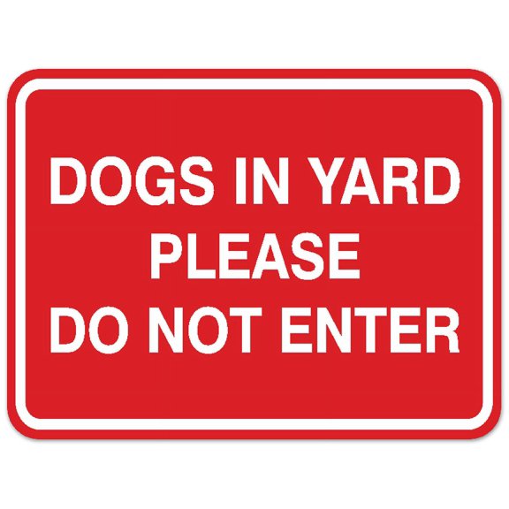 Signs ByLITA Classic Framed DOGS IN YARD PLEASE DO NOT ENTER Door or Wall Sign Durable ABS Plastic | Laser Engraved | Easy Installation | Elegant Design (Red) - Large