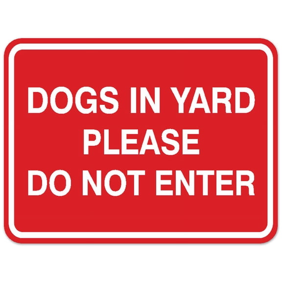 Signs ByLITA Classic Framed DOGS IN YARD PLEASE DO NOT ENTER Door or Wall Sign Durable ABS Plastic | Laser Engraved | Easy Installation | Elegant Design (Red) - Small