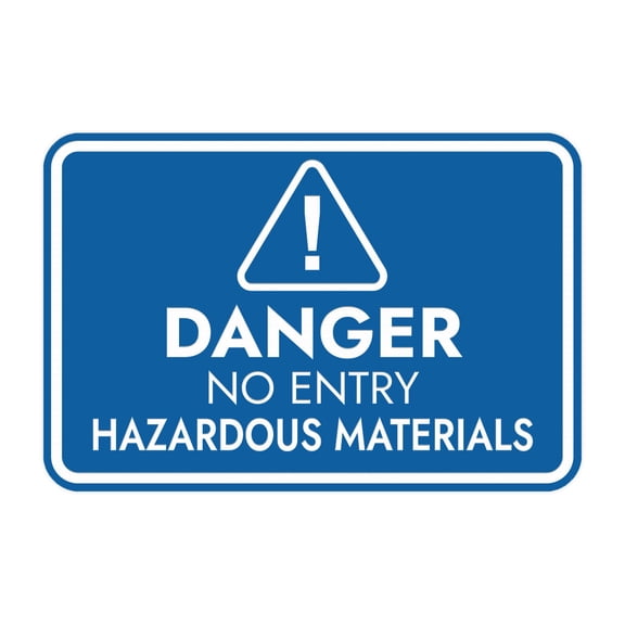 Signs ByLITA Classic Framed Danger: No Entry - Hazardous Materials Door or Wall Sign Easy Installation | Health And Safety | Building And Warning Sign (Blue) - Small