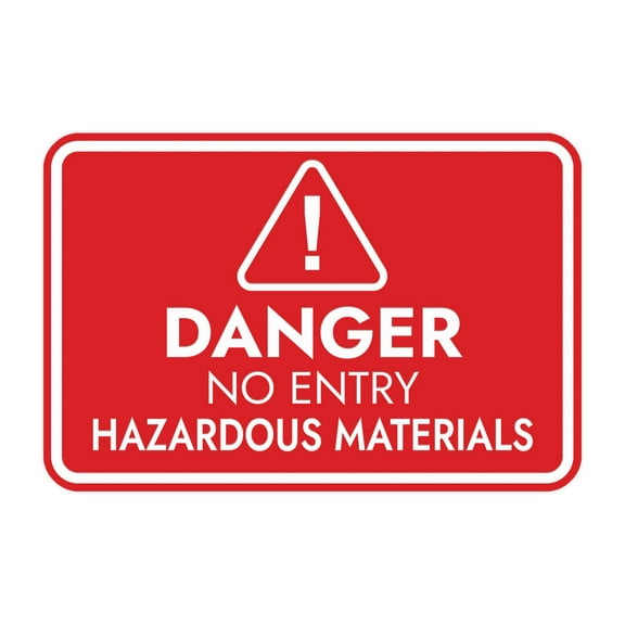 Signs ByLITA Classic Framed Danger: No Entry - Hazardous Materials Door or Wall Sign Easy Installation | Health And Safety | Building And Warning Sign (Red) - Large